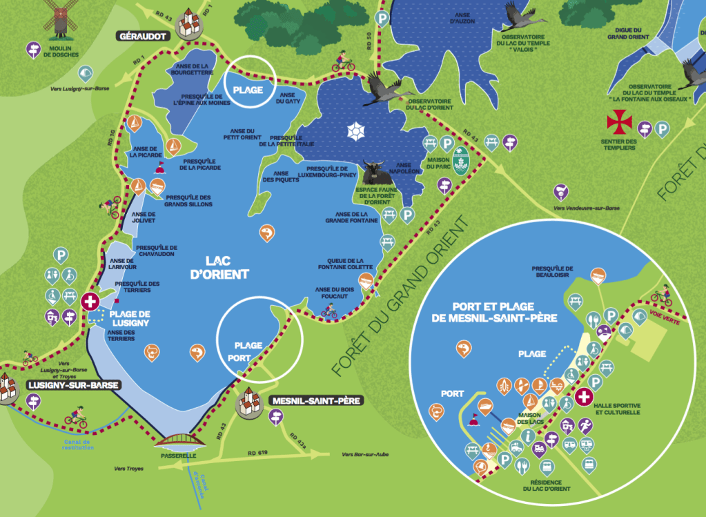 La carte du lac d'Orient